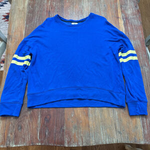 Sundry Blue and Yellow Striped Sweatshirt Women's Medium